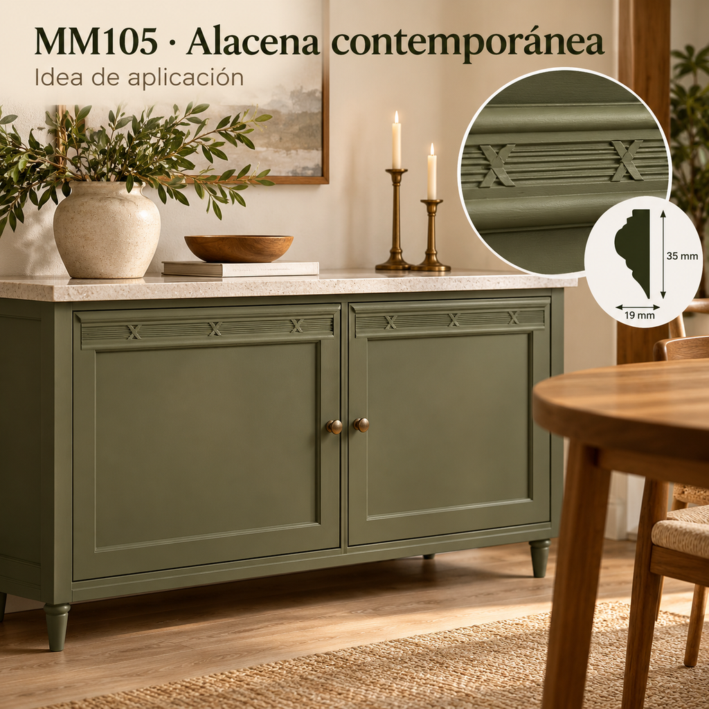 Moldura de madera grabada para mueble MM-105 – Kit de 4 piezas
