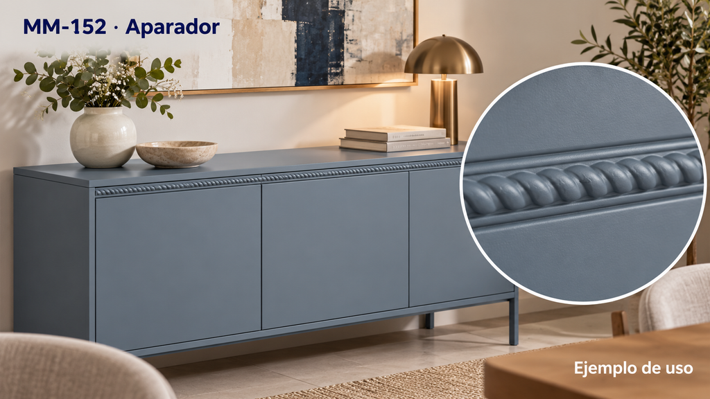 Moldura de madera grabada para mueble MM-152 – Kit de 4 piezas