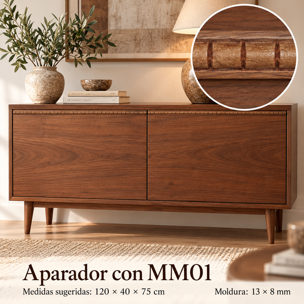 Moldura de madera grabada para mueble MM-01 – Kit de 4 piezas