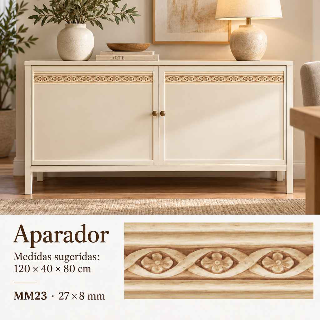 Moldura de madera grabada para mueble MM-23 – Kit de 4 piezas