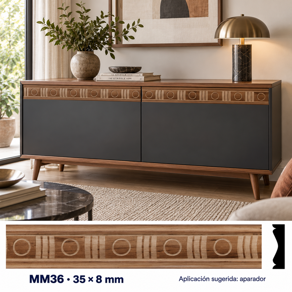 Moldura de madera grabada para mueble MM-36 – Kit de 4 piezas