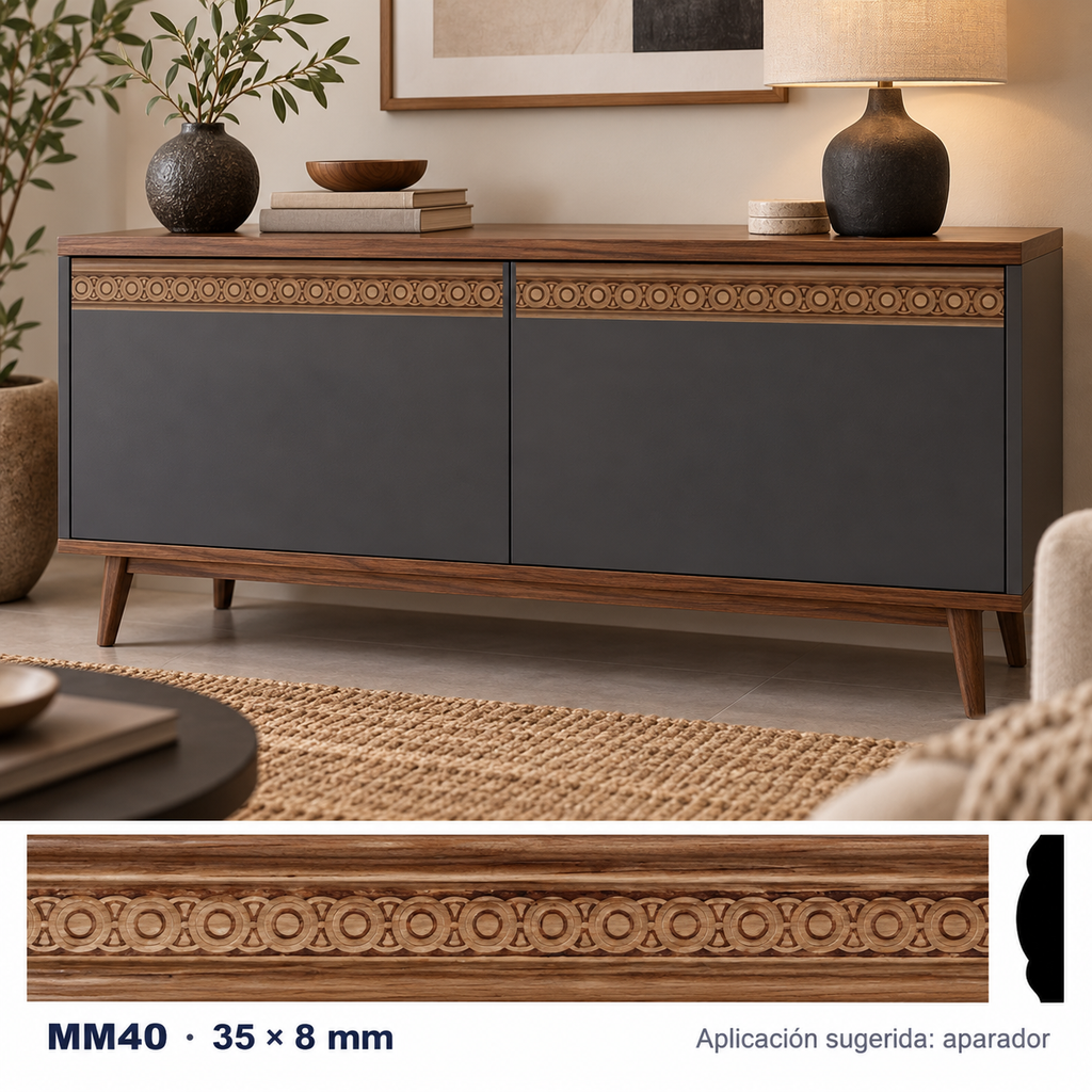 Moldura de madera grabada para mueble MM-40 – Kit de 4 piezas