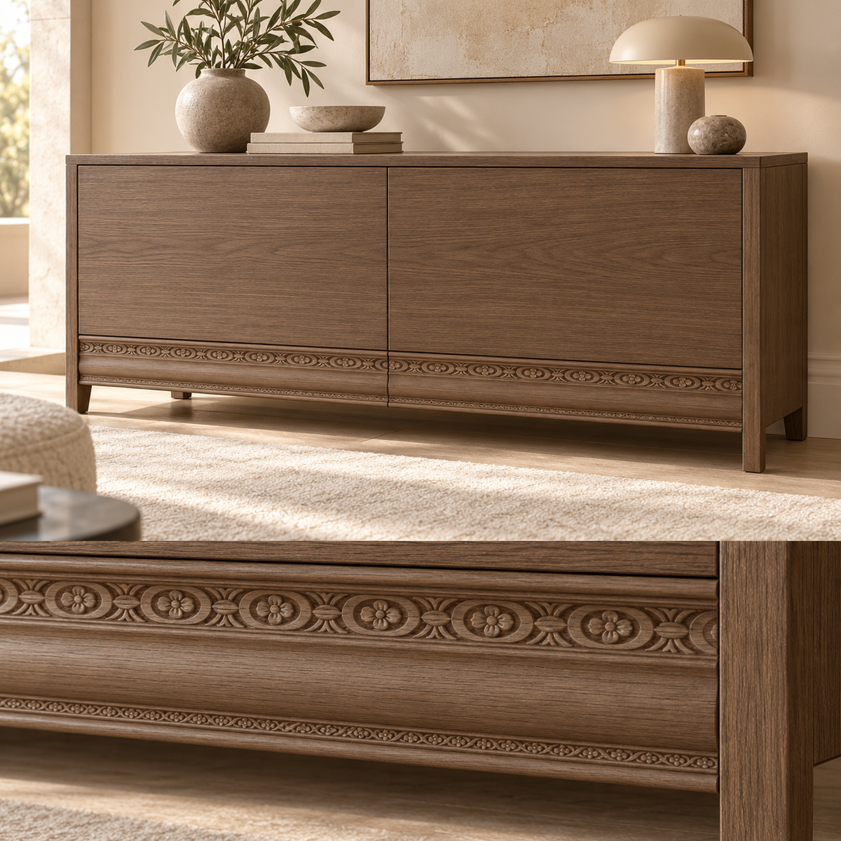 Moldura de madera grabada para mueble MM-112 – Kit de 4 piezas