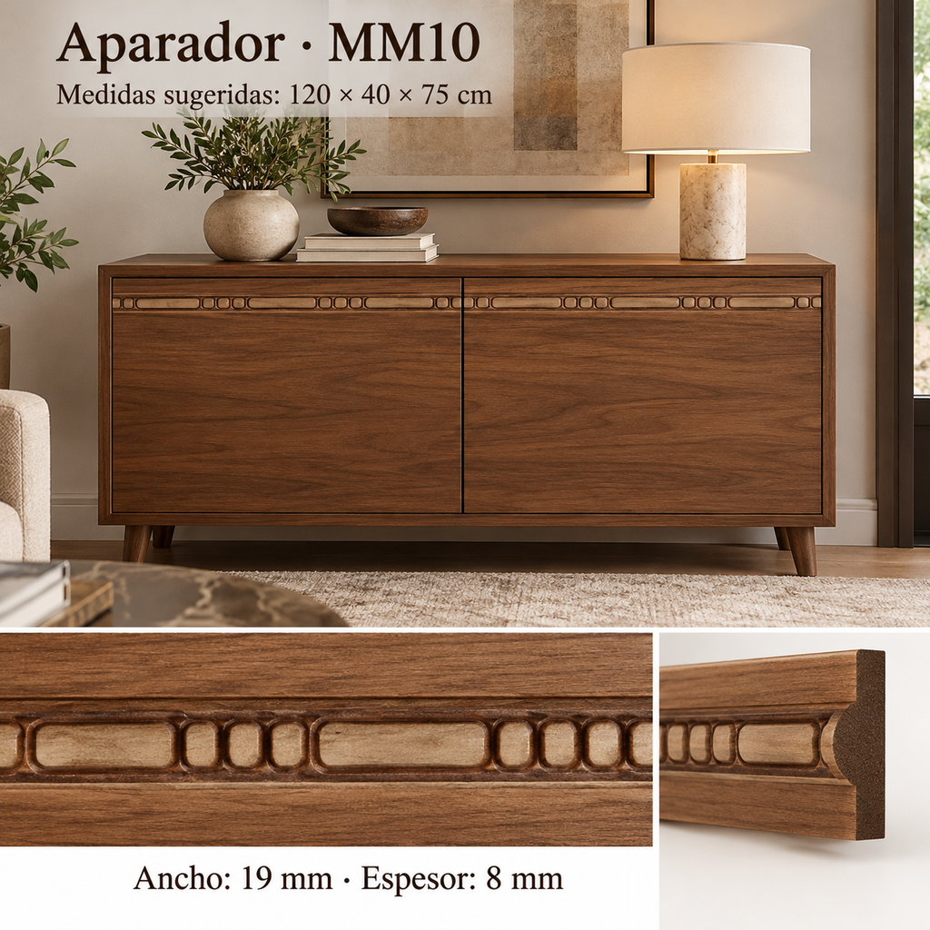 Moldura de madera grabada para mueble MM-10 – Kit de 4 piezas