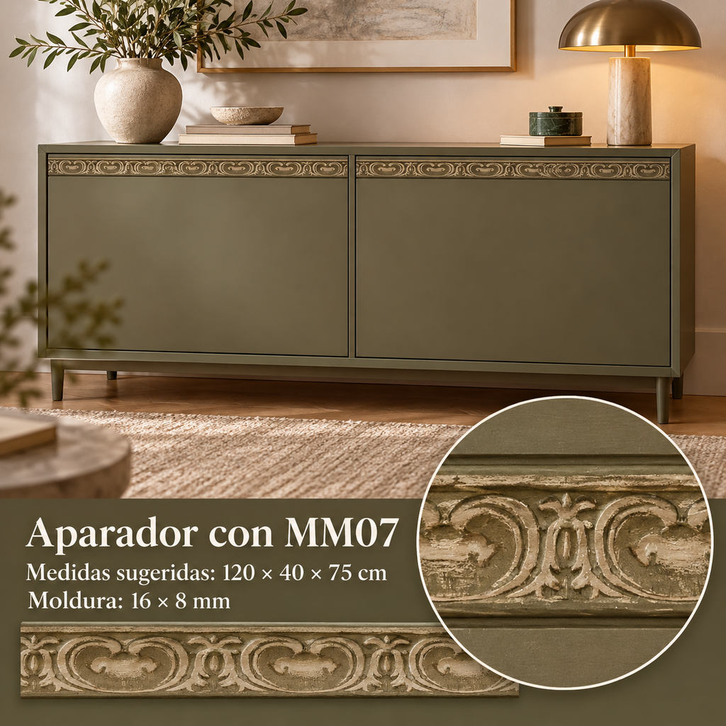 Moldura de madera grabada para mueble MM-07 – Kit de 4 piezas