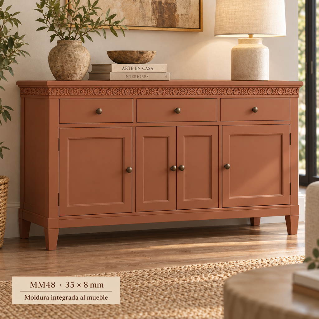 Moldura de madera grabada para mueble MM-48 – Kit de 4 piezas