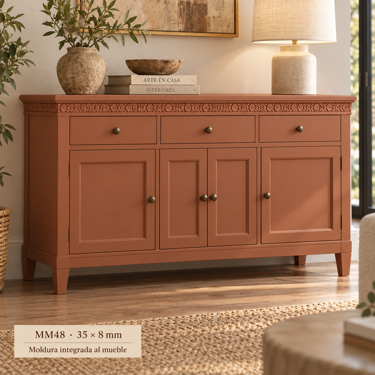Moldura de madera grabada para mueble MM-48 – Kit de 4 piezas