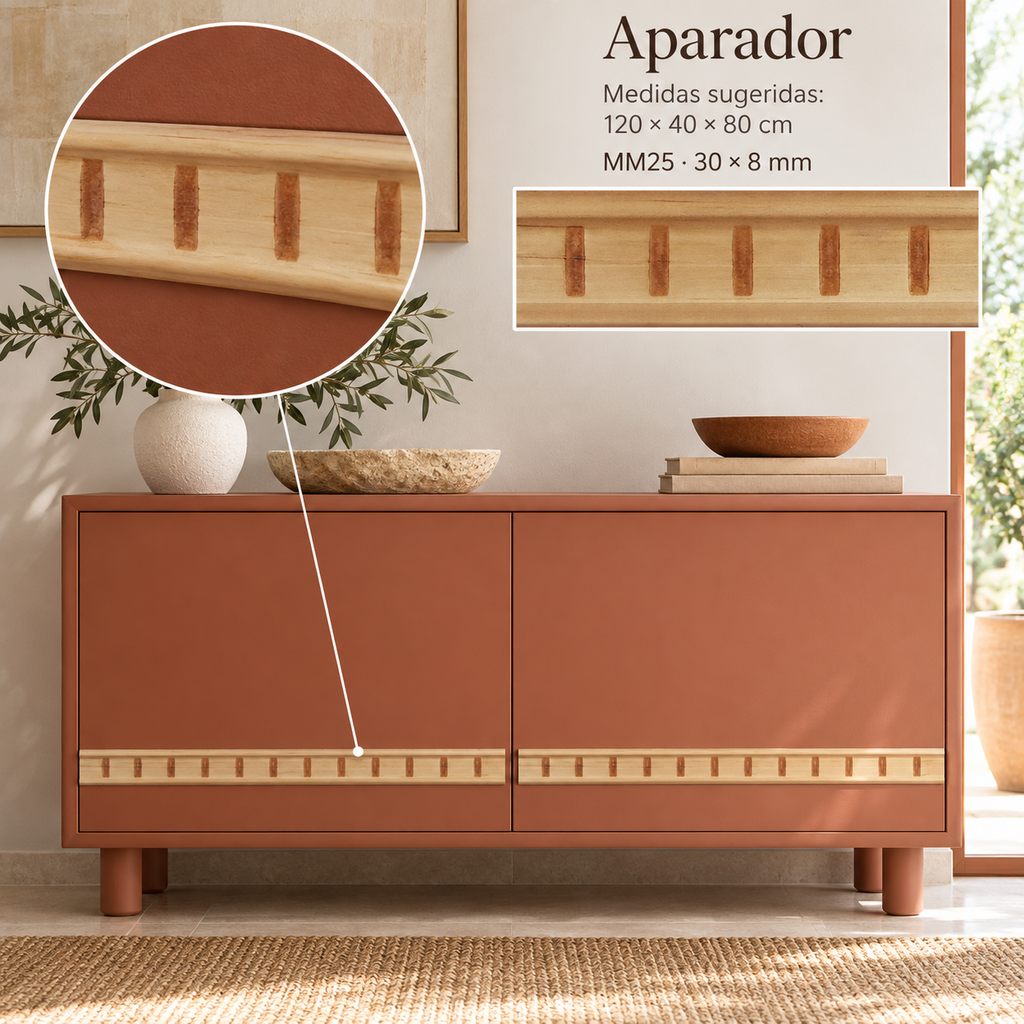 Moldura de madera grabada para mueble MM-25 – Kit de 4 piezas