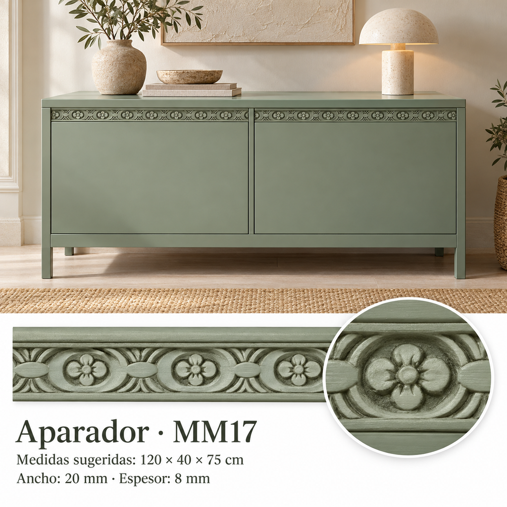 Moldura de madera grabada para mueble MM-17 – Kit de 4 piezas