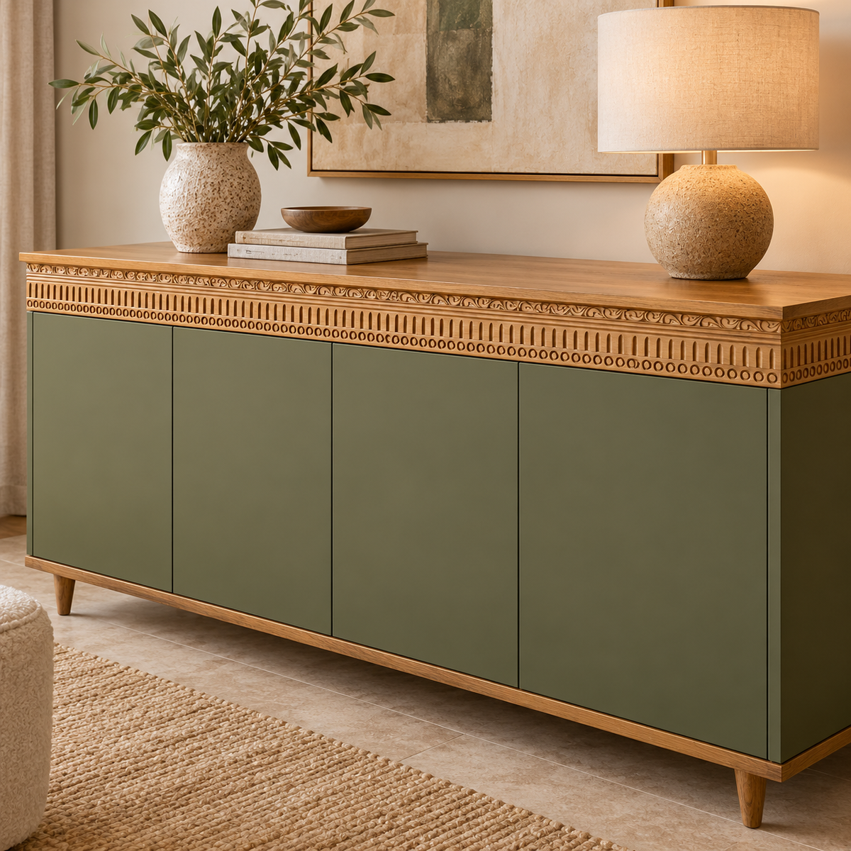 Moldura de madera grabada para mueble MM-89 – Kit de 4 piezas