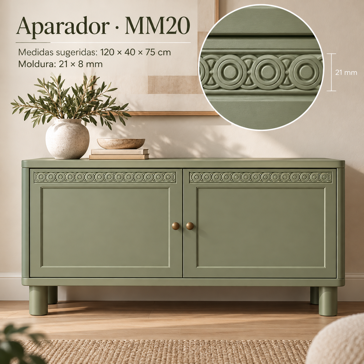 Moldura de madera grabada para mueble MM-20 – Kit de 4 piezas