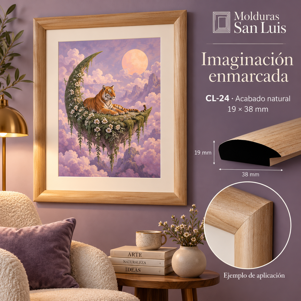 Moldura de madera lisa para marco CL24 – Kit de 4 piezas