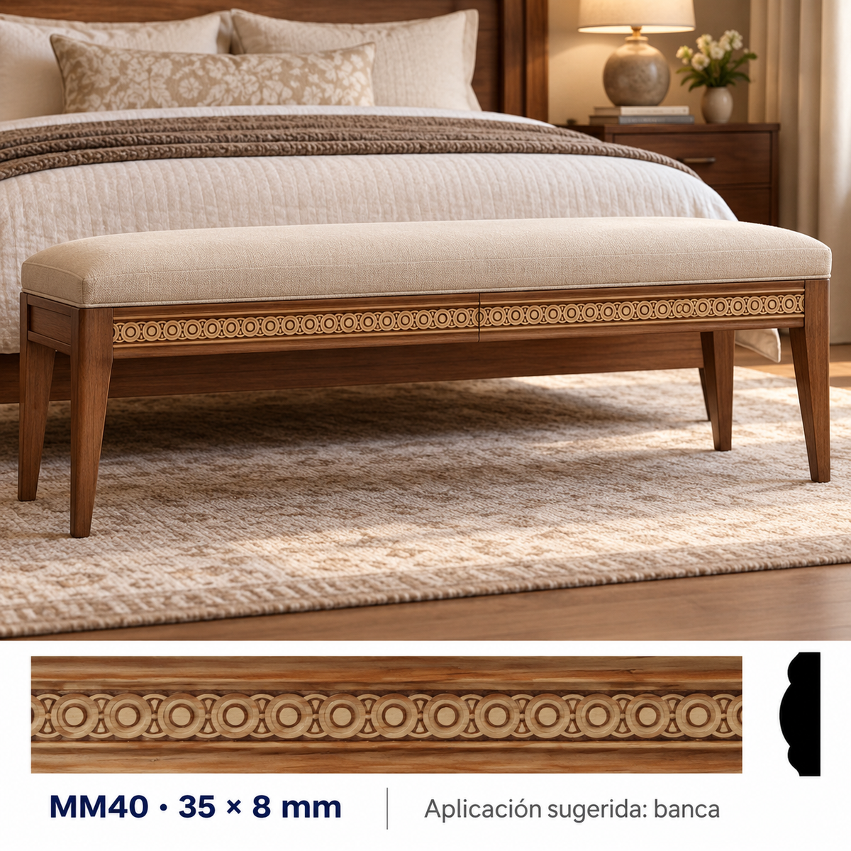 Moldura de madera grabada para mueble MM-40 – Kit de 4 piezas