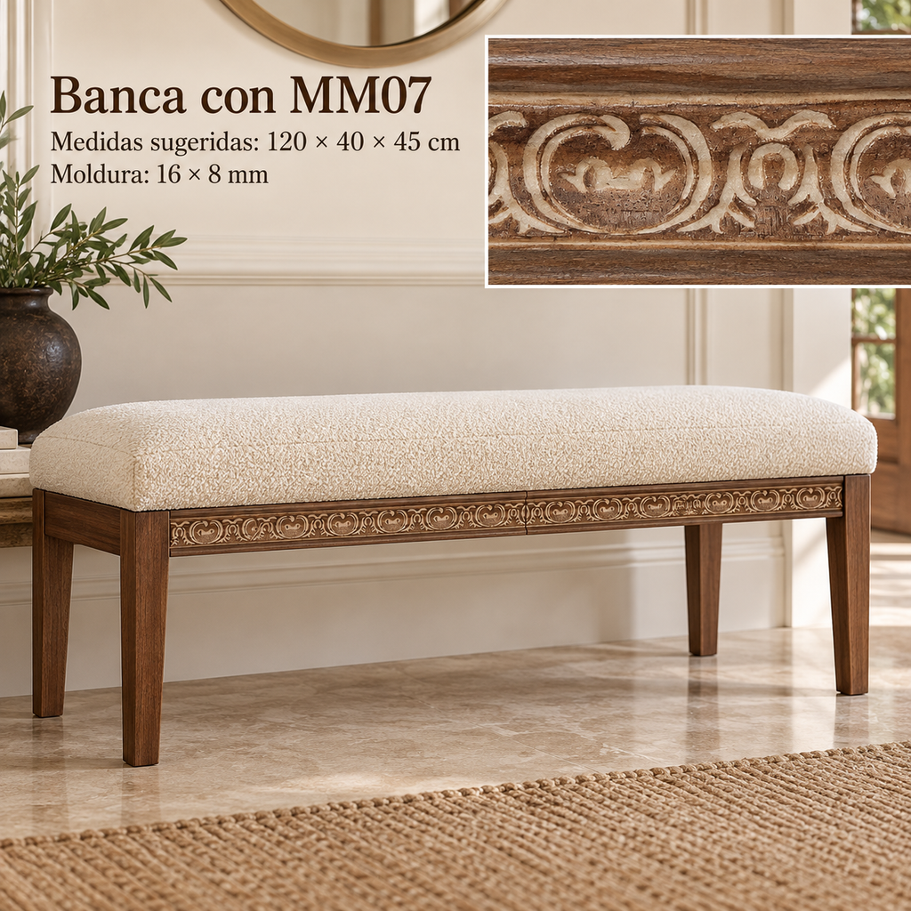 Moldura de madera grabada para mueble MM-07 – Kit de 4 piezas