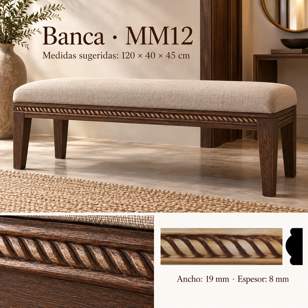 Moldura de madera grabada para mueble MM-12 – Kit de 4 piezas