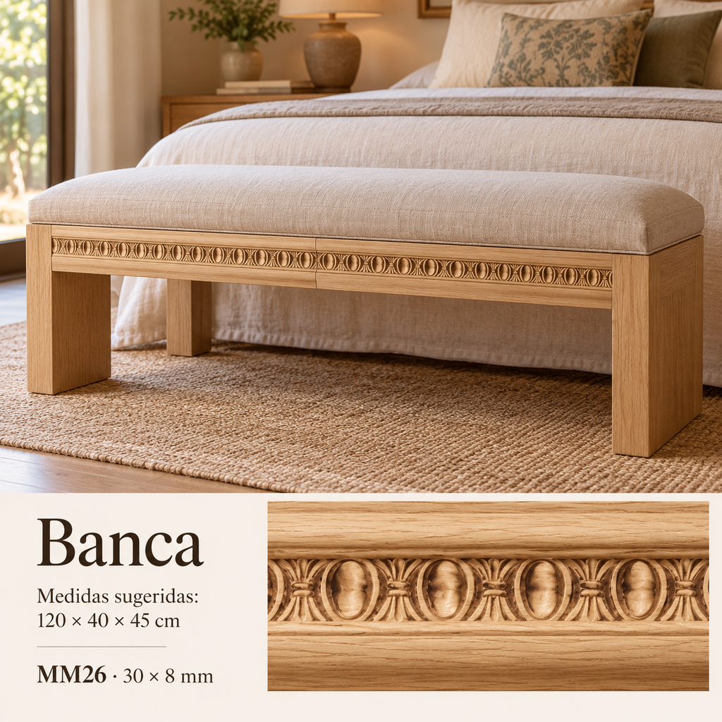 Moldura de madera grabada para mueble MM-26 – Kit de 4 piezas