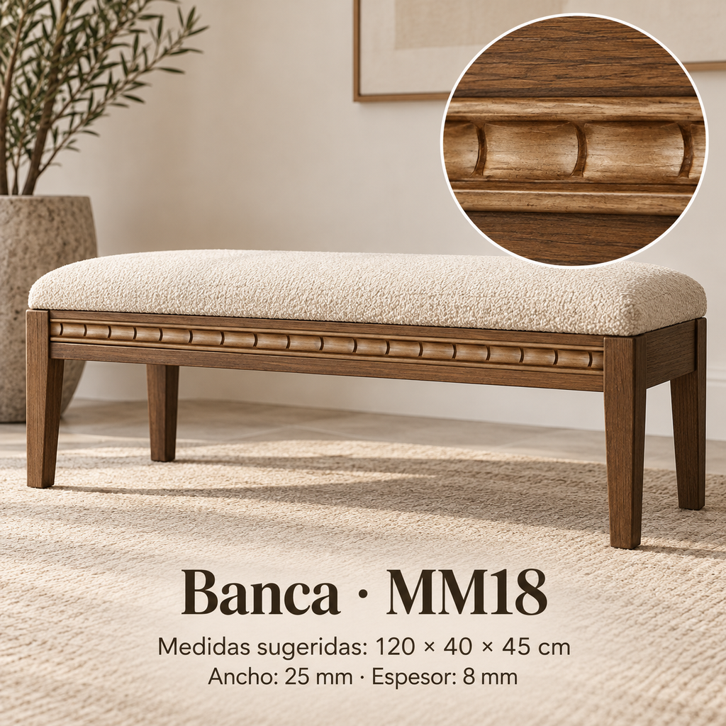 Moldura de madera grabada para mueble MM-18 – Kit de 4 piezas
