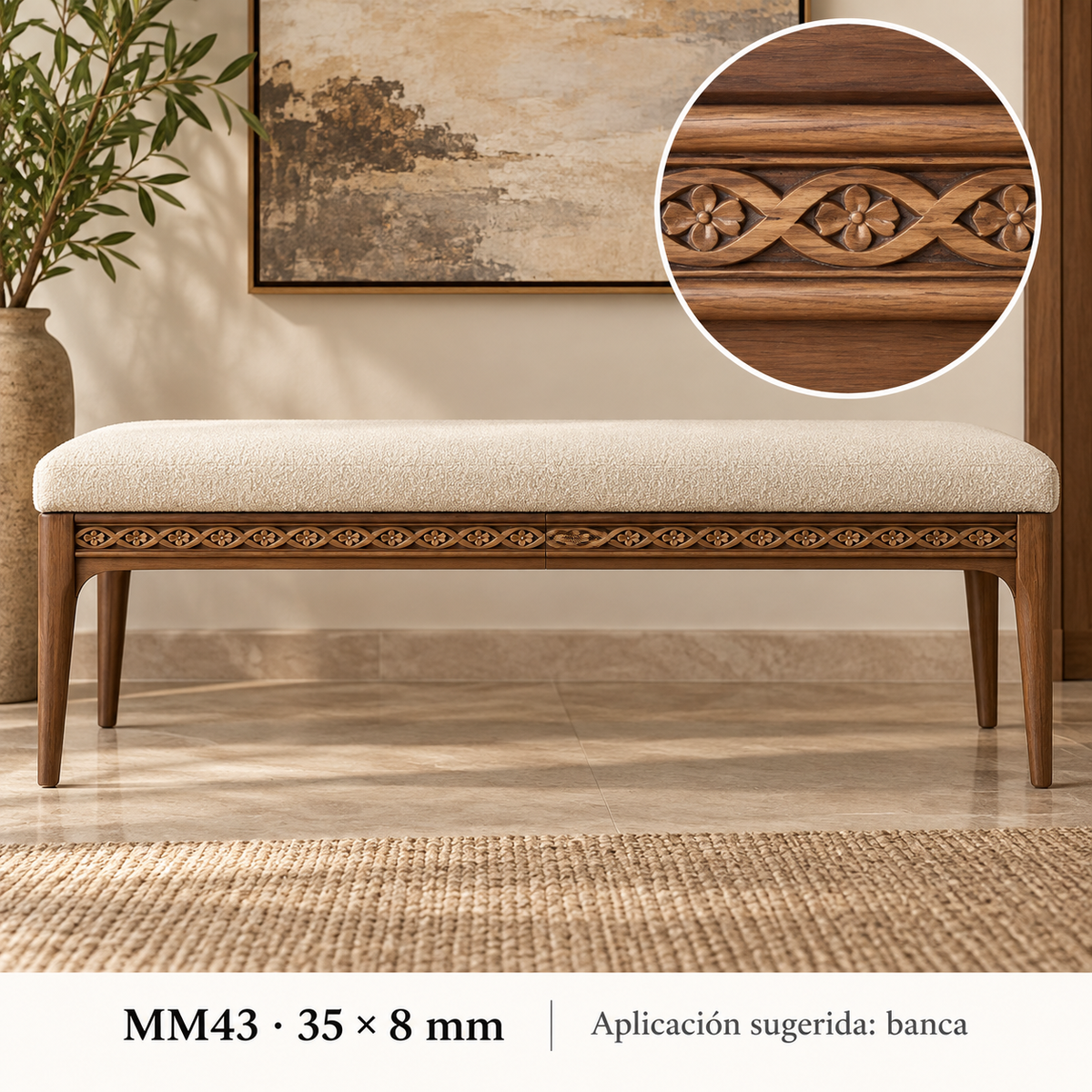 Moldura de madera grabada para mueble MM-43 – Kit de 4 piezas