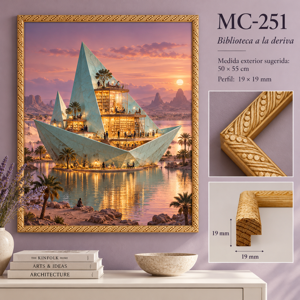 Moldura de madera grabada para marco MC251 – Kit de  piezas