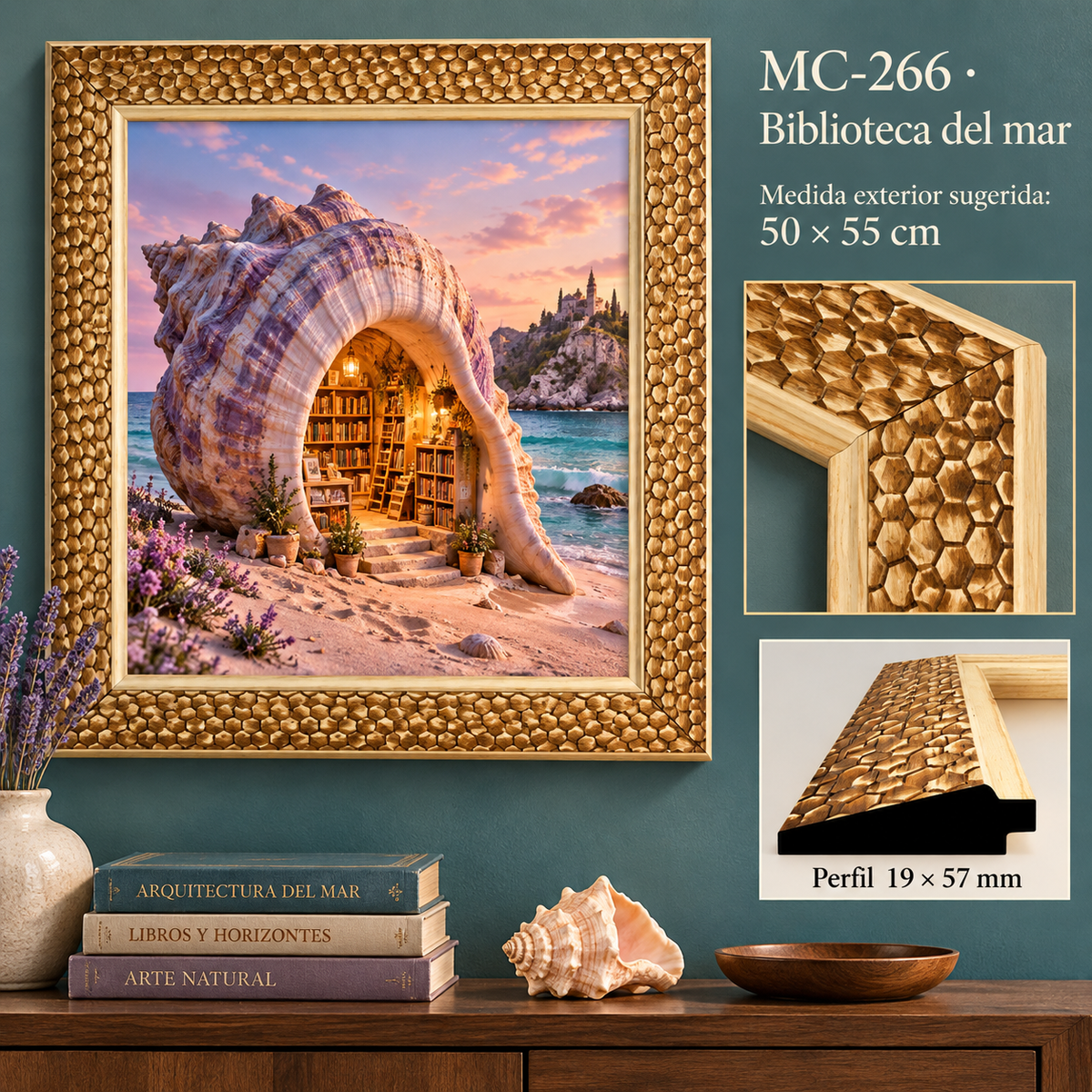 Moldura de madera grabada para marco MC266 – Kit de 4 piezas