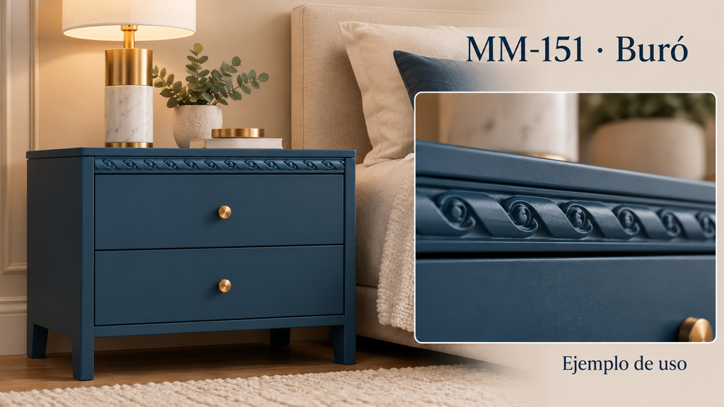 Moldura de madera grabada para mueble MM-151 – Kit de 4 piezas