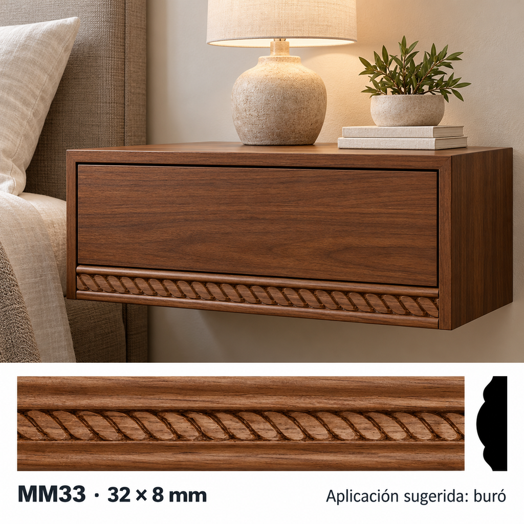 Moldura de madera grabada para mueble MM-33 – Kit de 4 piezas