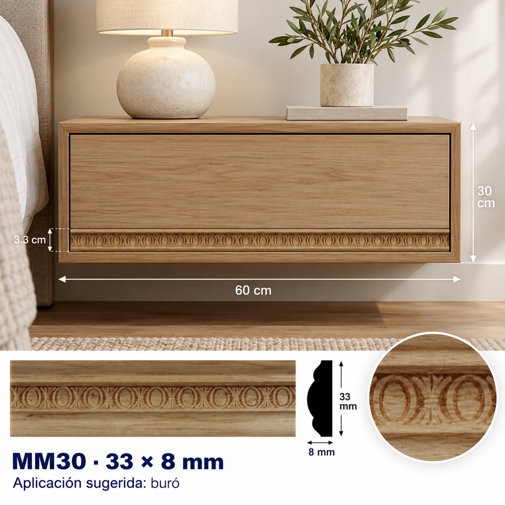 Moldura de madera grabada para mueble MM-30 – Kit de 4 piezas