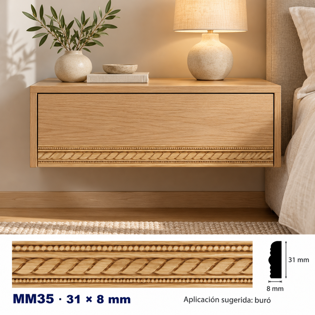 Moldura de madera grabada para mueble MM-35 – Kit de 4 piezas