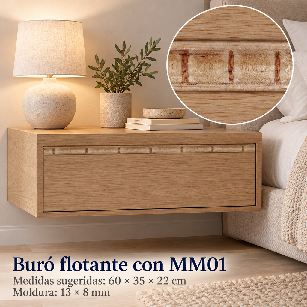 Moldura de madera grabada para mueble MM-01 – Kit de 4 piezas