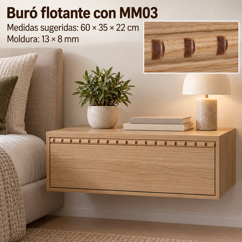 Moldura de madera grabada para mueble MM-03 – Kit de 4 piezas