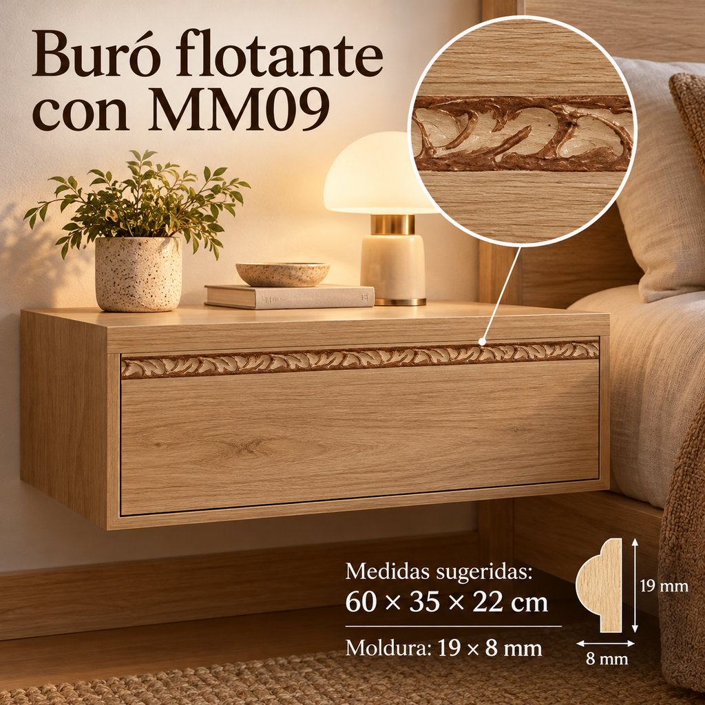 Moldura de madera grabada para mueble MM-09 – Kit de 4 piezas
