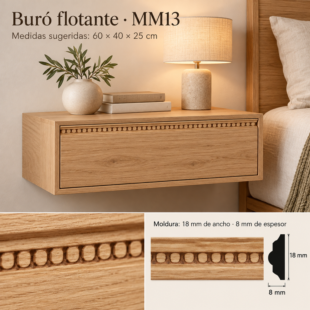 Moldura de madera grabada para mueble MM-13 – Kit de 4 piezas