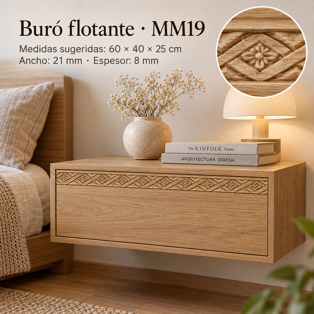 Moldura de madera grabada para mueble MM-19 – Kit de 4 piezas