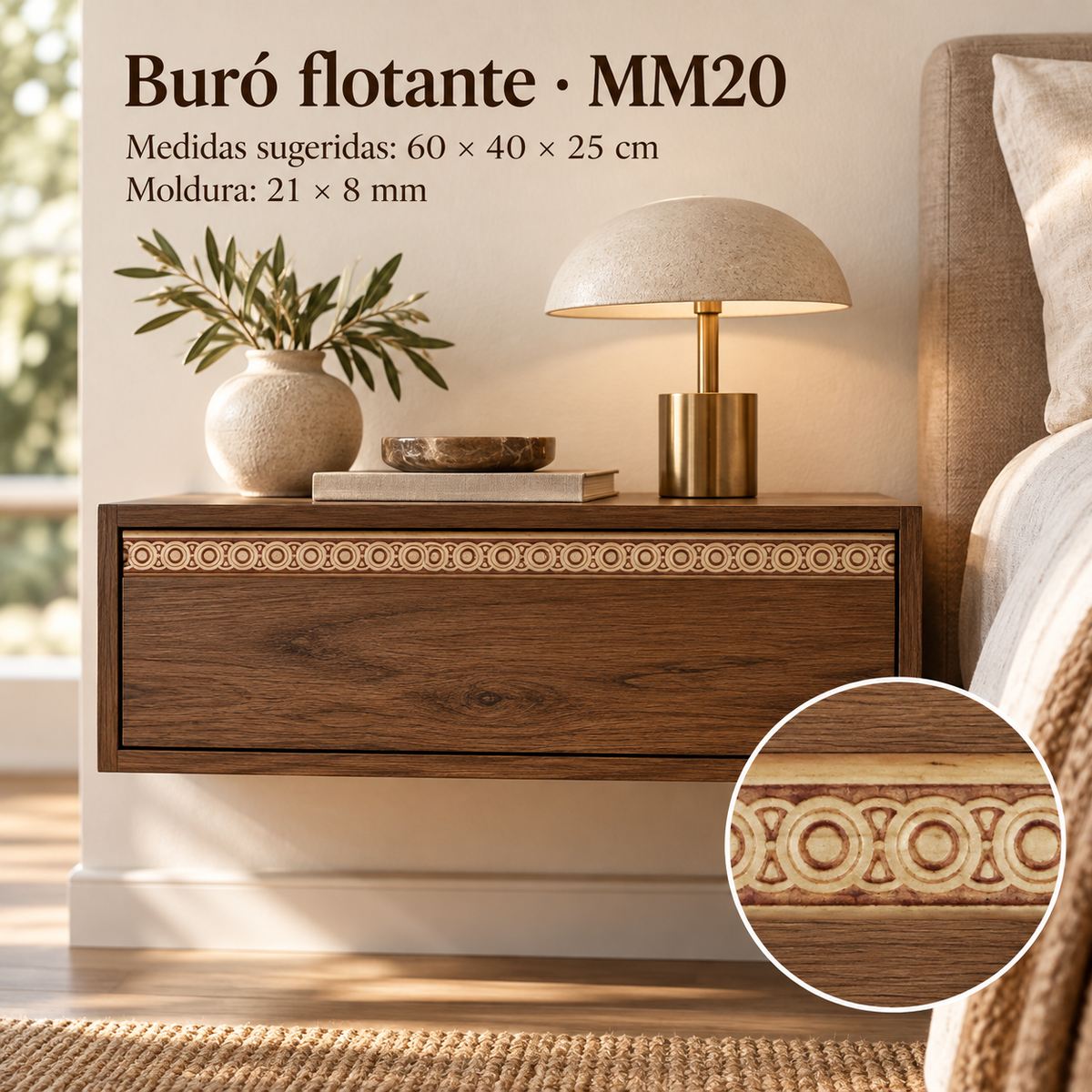 Moldura de madera grabada para mueble MM-20 – Kit de 4 piezas