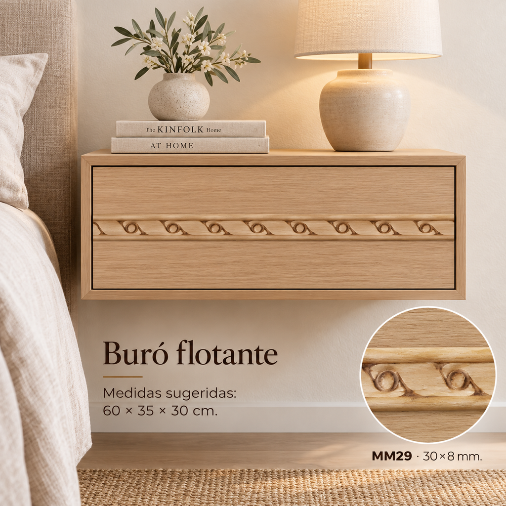 Moldura de madera grabada para mueble MM-29 – Kit de 4 piezas