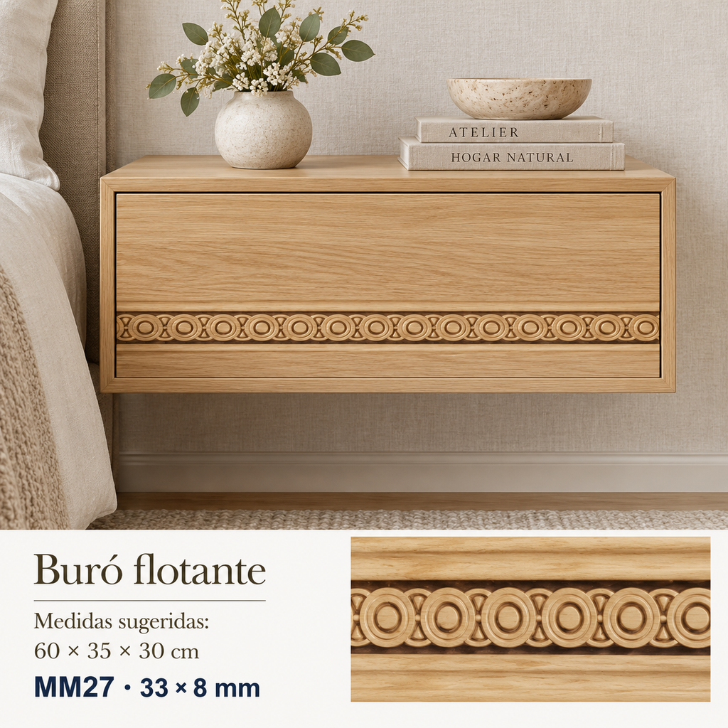 Moldura de madera grabada para mueble MM-27 – Kit de 4 piezas