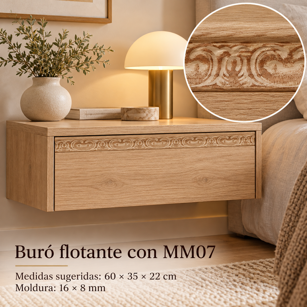 Moldura de madera grabada para mueble MM-07 – Kit de 4 piezas