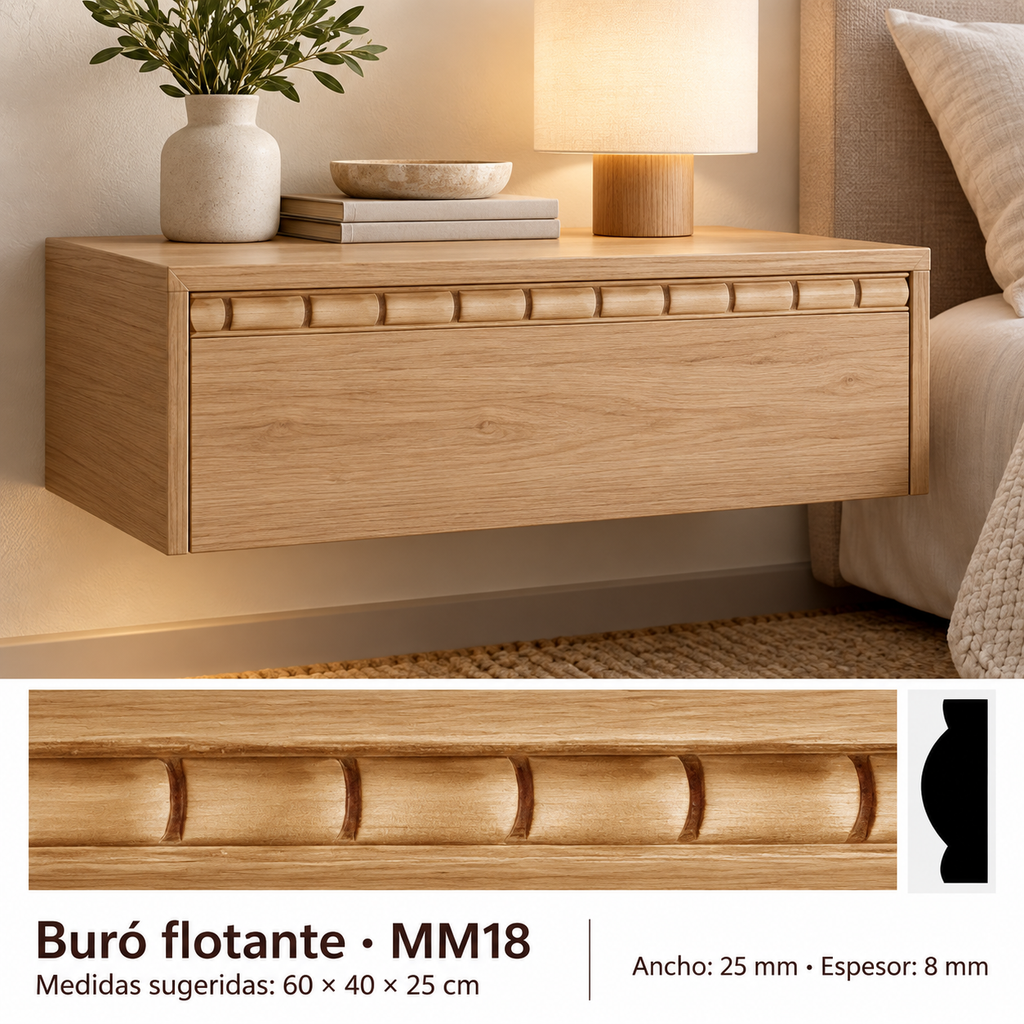 Moldura de madera grabada para mueble MM-18 – Kit de 4 piezas