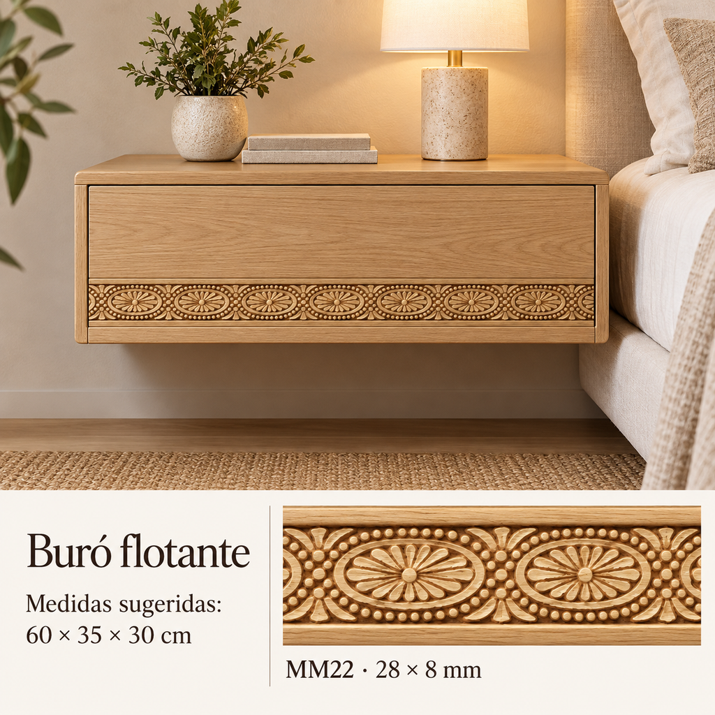 Moldura de madera grabada para mueble MM-22 – Kit de 4 piezas