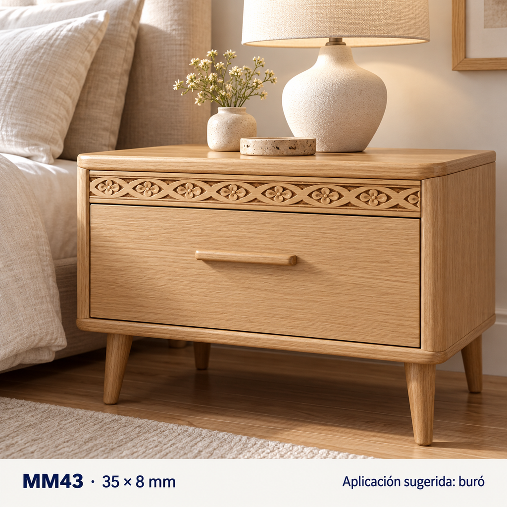Moldura de madera grabada para mueble MM-43 – Kit de 4 piezas