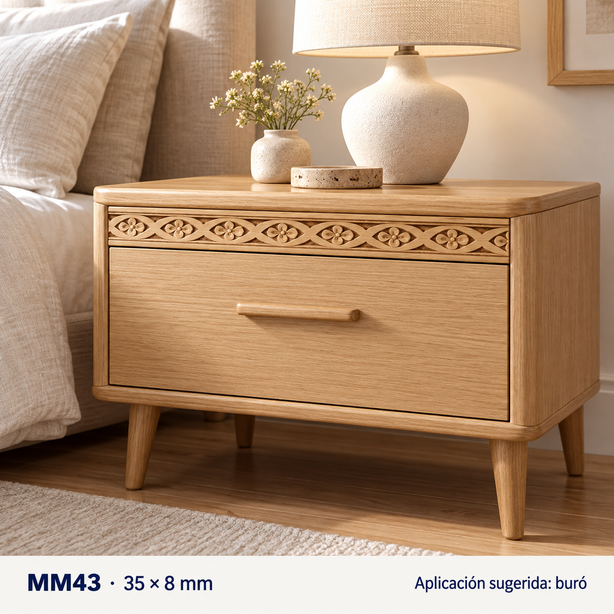 Moldura de madera grabada para mueble MM-43 – Kit de 4 piezas