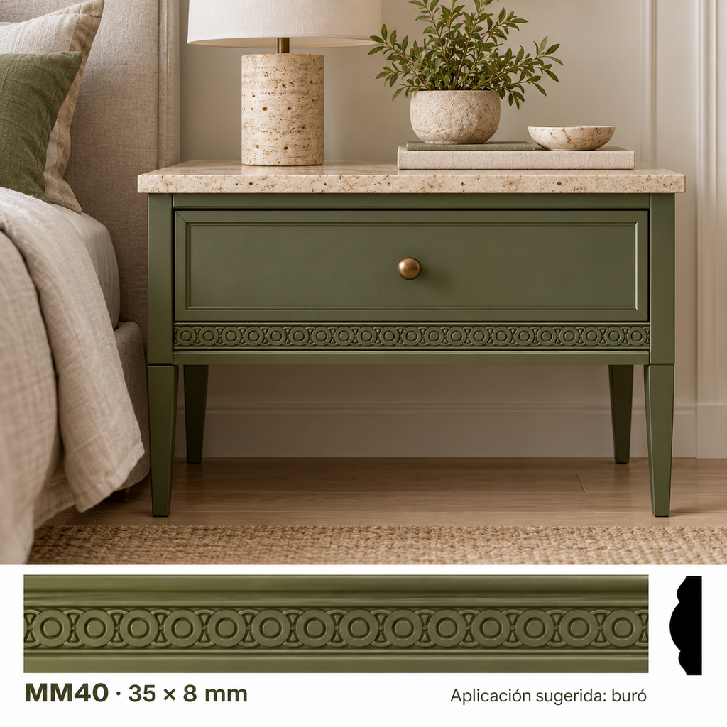 Moldura de madera grabada para mueble MM-40 – Kit de 4 piezas