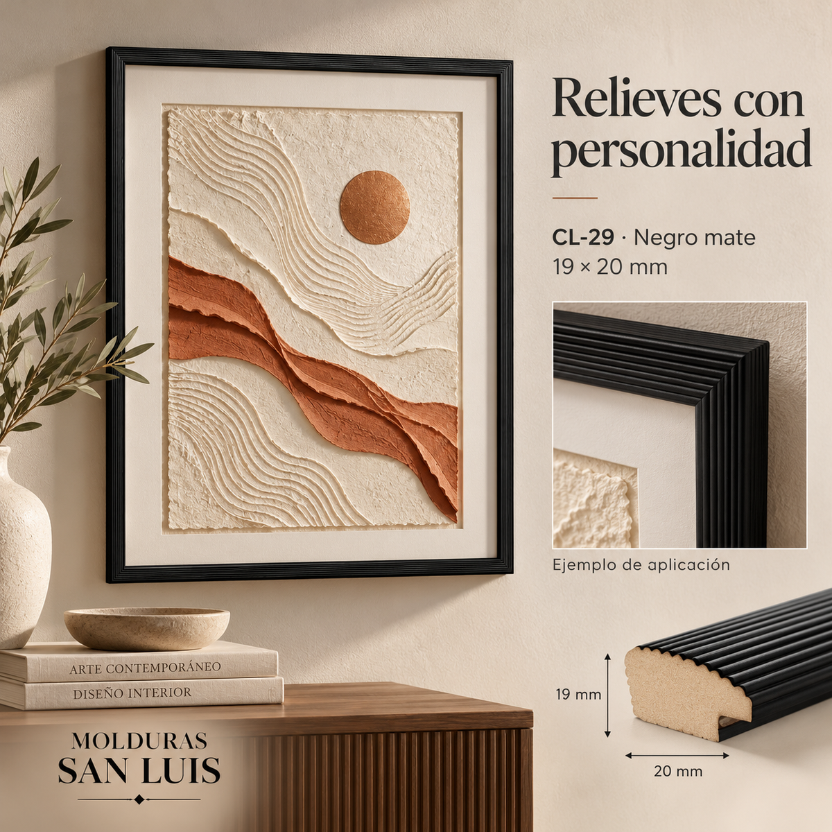 Moldura de madera lisa para marco CL29 – Kit de 4 piezas