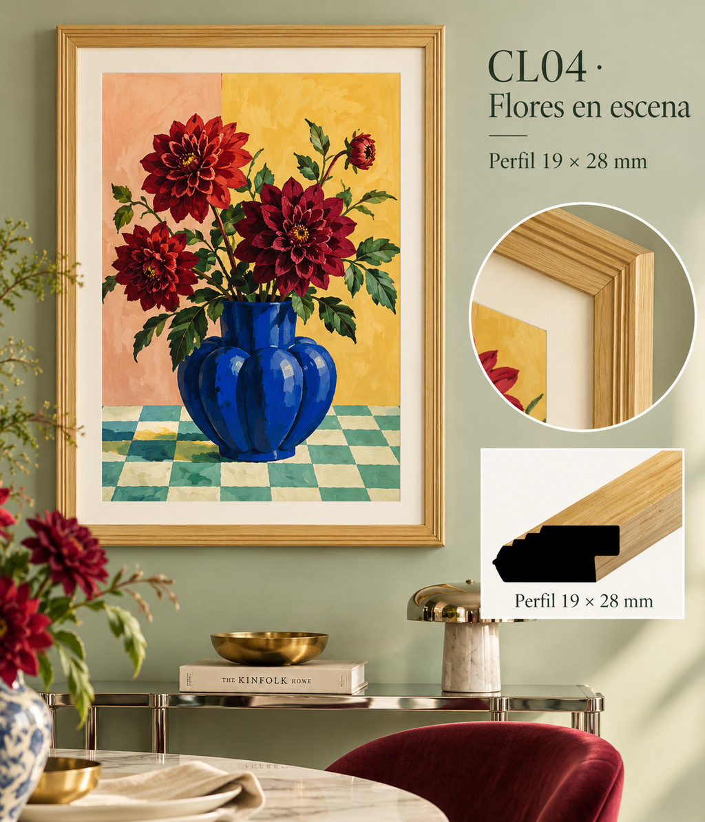 Moldura de madera lisa para marco CL04 – Kit de 4 piezas
