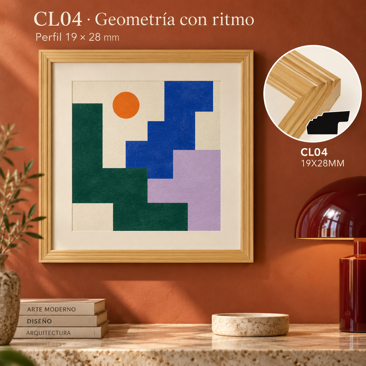 Moldura de madera lisa para marco CL04 – Kit de 4 piezas