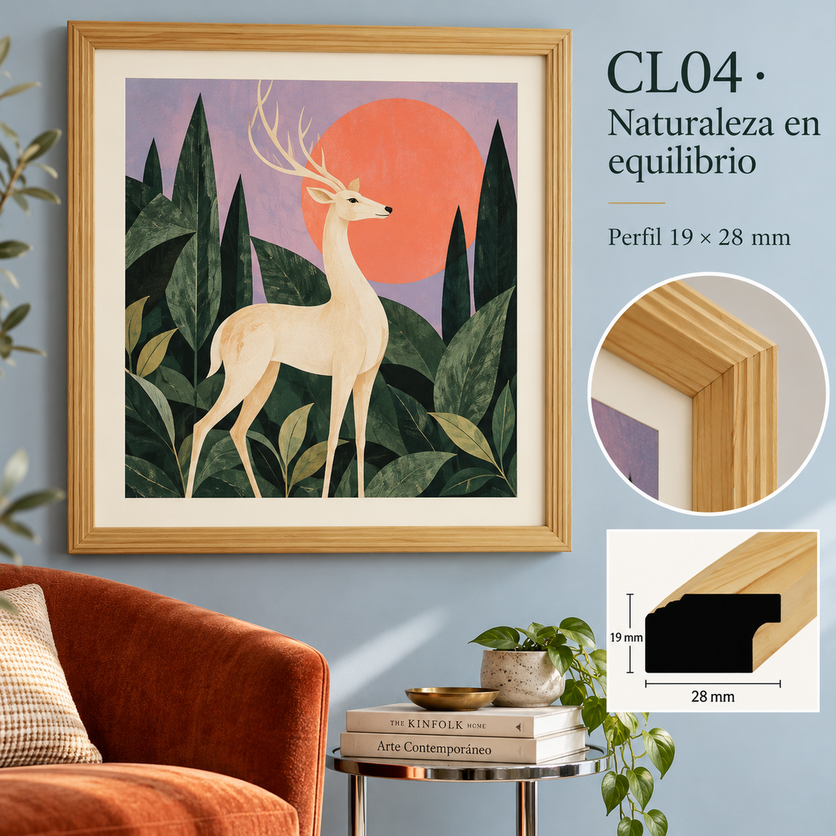 Moldura de madera lisa para marco CL04 – Kit de 4 piezas