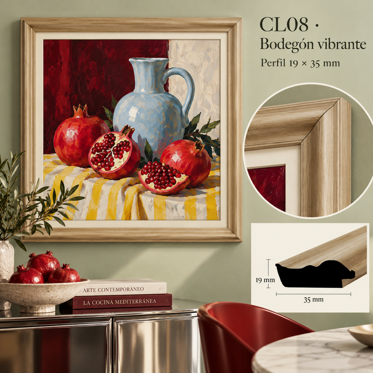 Moldura de madera lisa para marco CL08 – Kit de 4 piezas