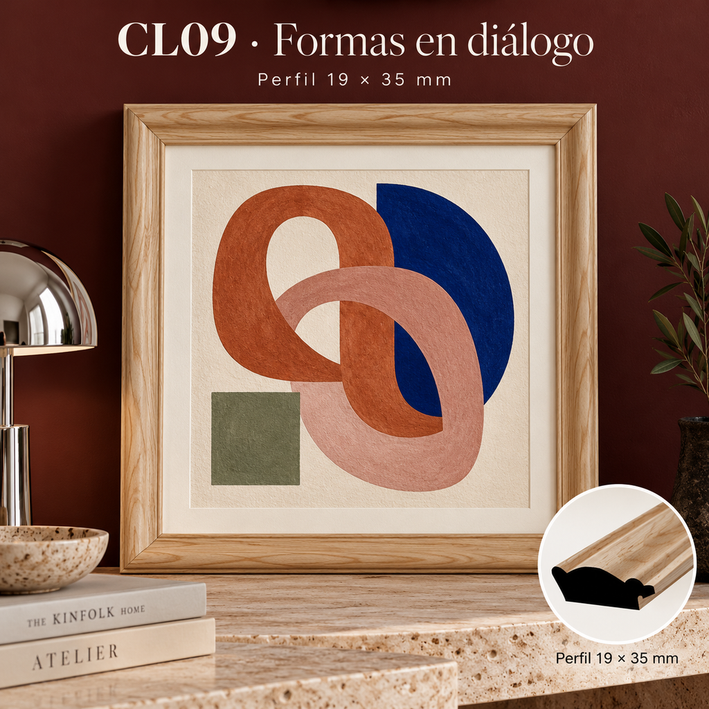 Moldura de madera lisa para marco CL09 – Kit de 4 piezas