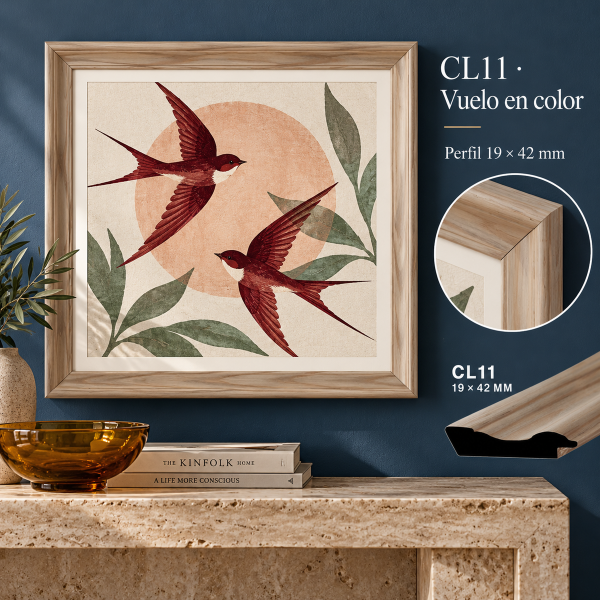 Moldura de madera lisa para marco CL11 – Kit de 4 piezas