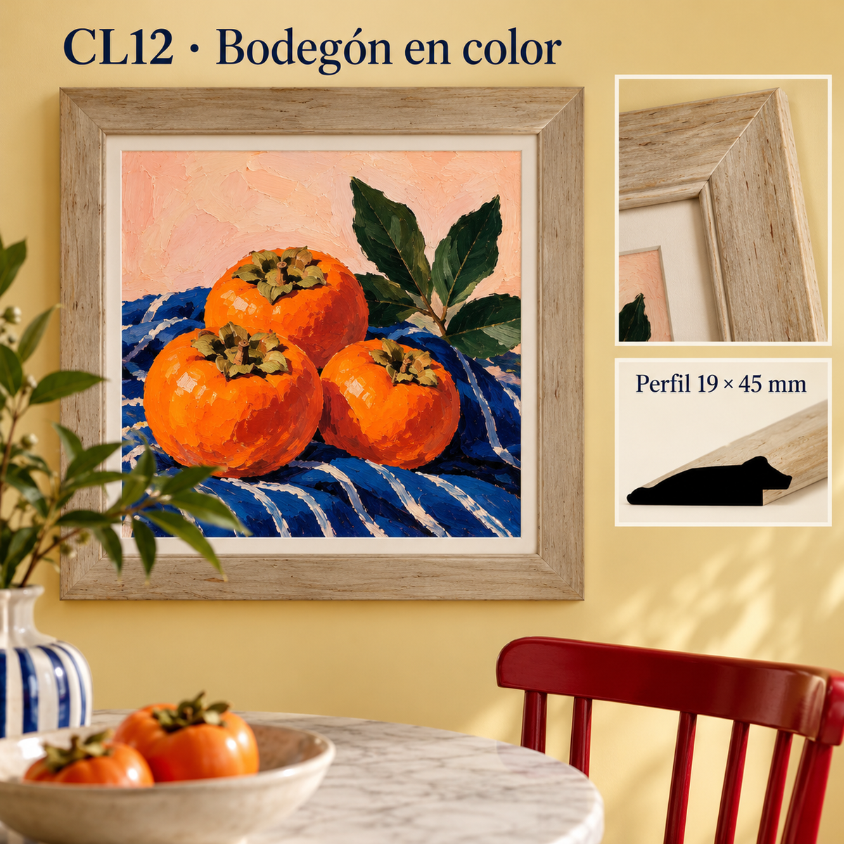Moldura de madera lisa para marco CL12 – Kit de 4 piezas
